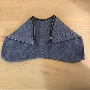 Emily Cho Blue Python Leather Foldable Clutch